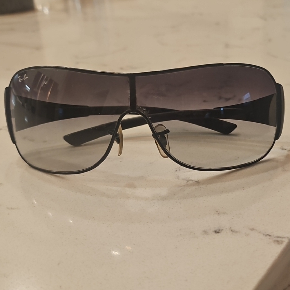 Ray-Ban Black Shield Sunglasses with Gray Lenses